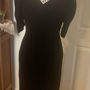 Vintage Velvet Satin Sophisticated Black Evening Gown BOWS Lizette 12